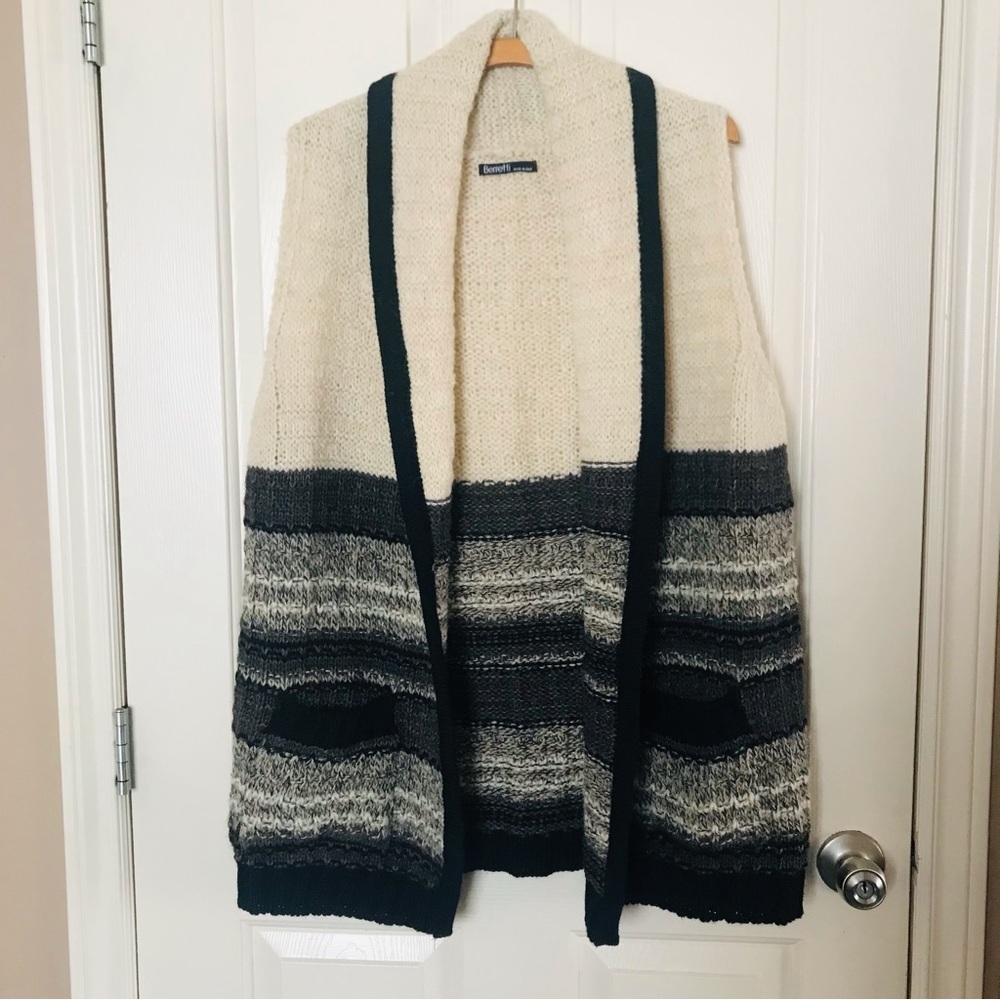 Wool Blend Made in Italy Open Vest Knit Sweater Size Large
